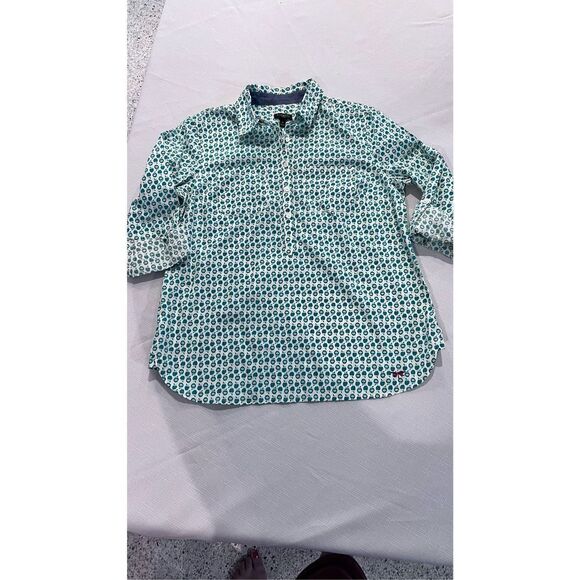 TALBOTS GREEN APPLE TEACHERS PETITE BLOUSE HALF BOTTON WOMENS SZ 6P - Picture 1 of 10
